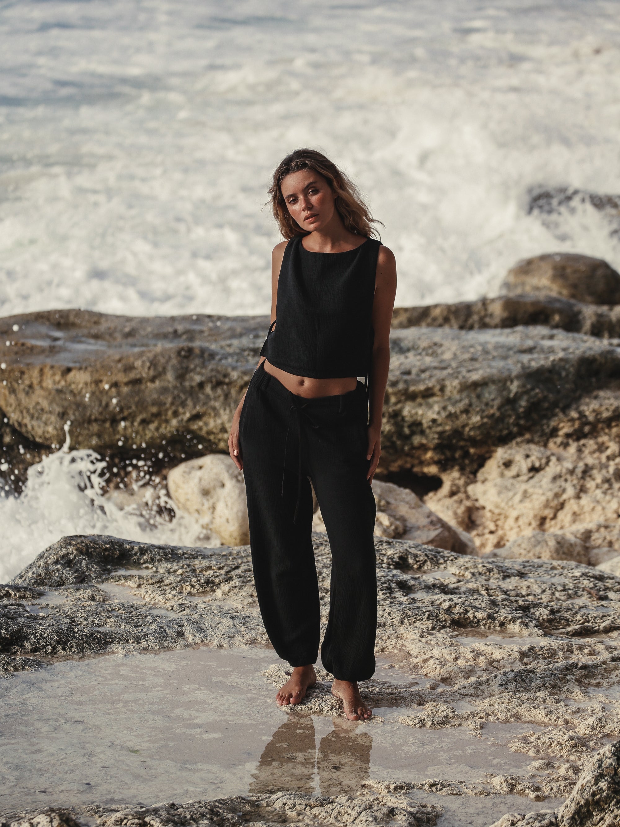 Mia Side Ties Top - Black