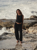 Mia Side Ties Top - Black