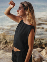Mia Side Ties Top - Black