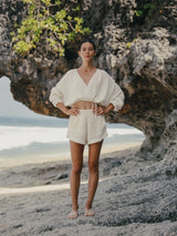 Siena Top - Natural with Gold Stripes