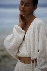 Siena Top - Natural with Gold Stripes