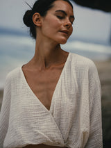 Siena Top - Natural with Gold Stripes