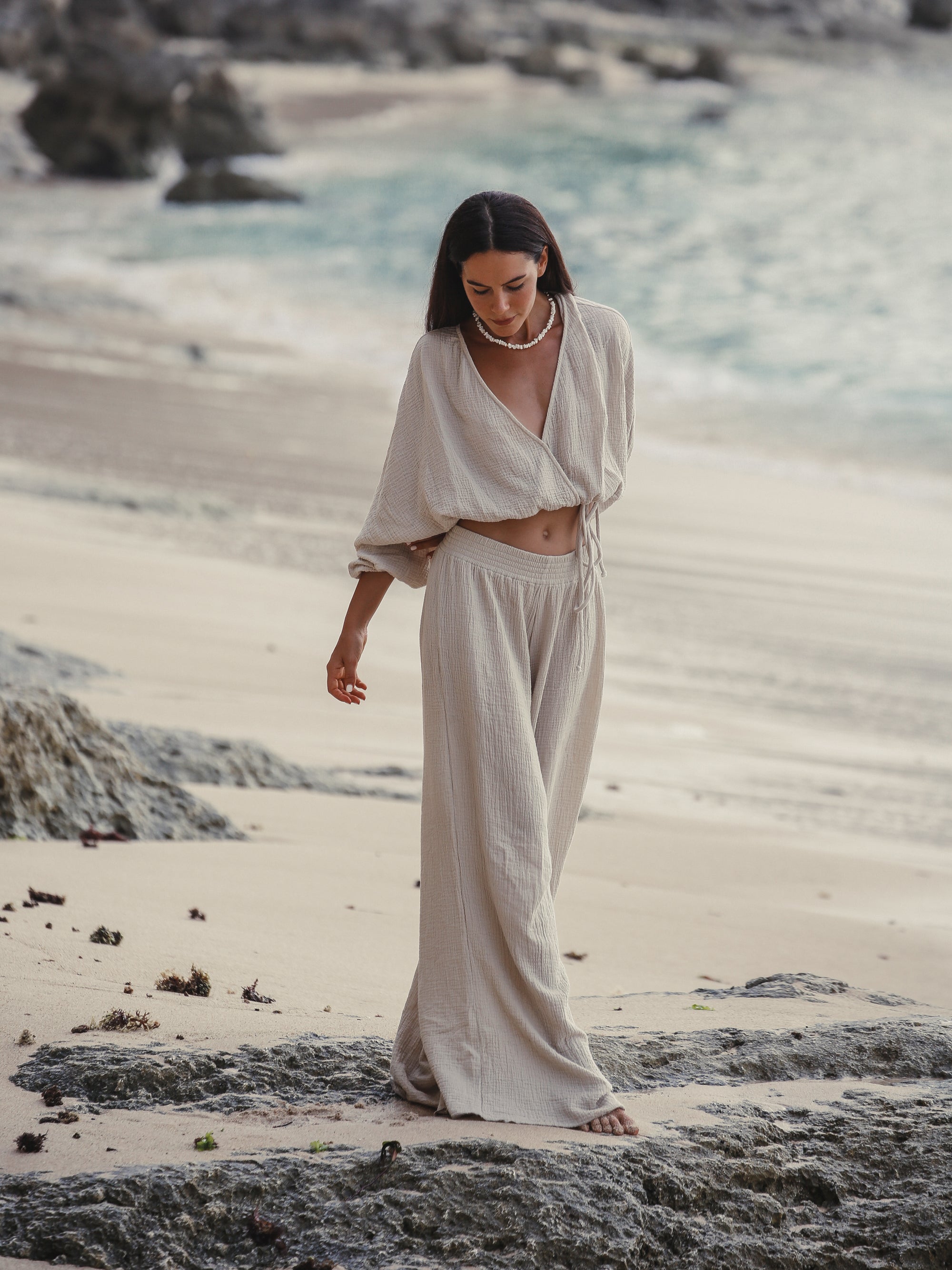 Skye Palazzo Pants - Oatmeal