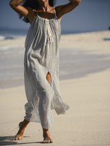 Breeze Beach Dress - Black Stripes