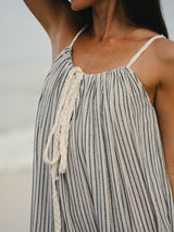 Breeze Beach Dress - Black Stripes