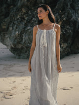 Breeze Beach Dress - Black Stripes