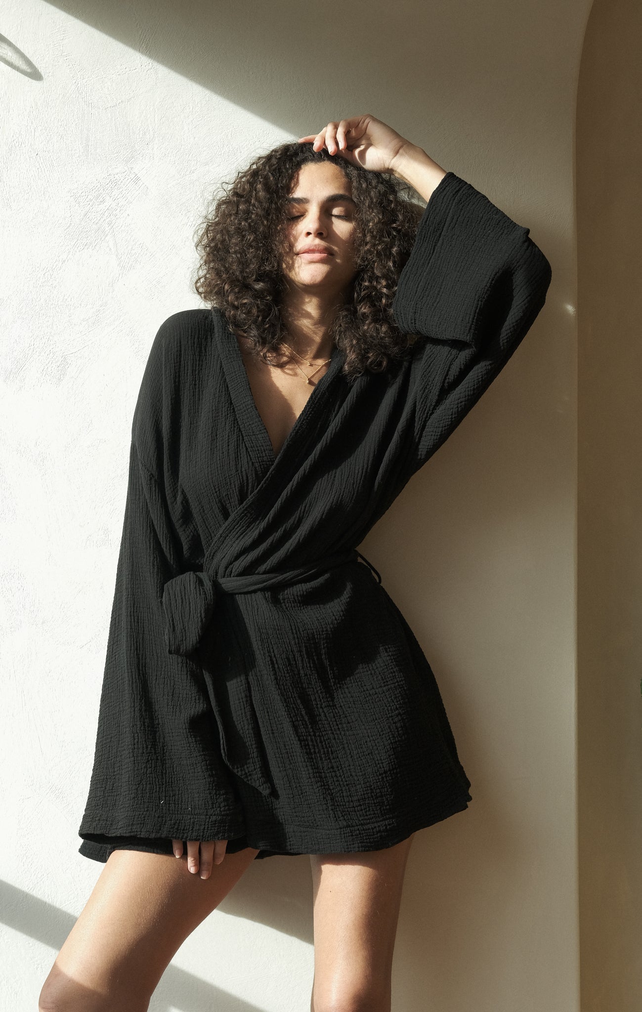 Luna Kimono Wrap Dress - Black