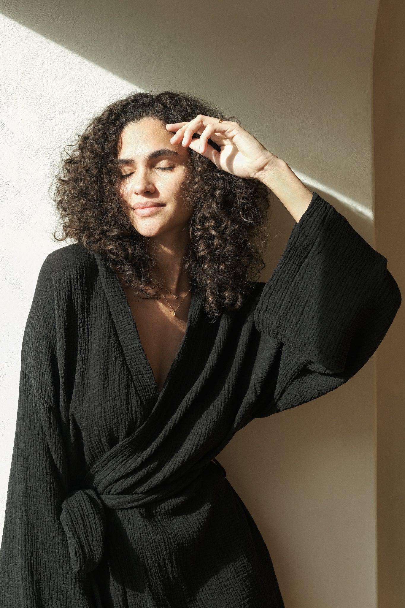 Luna Kimono Wrap Dress - Black