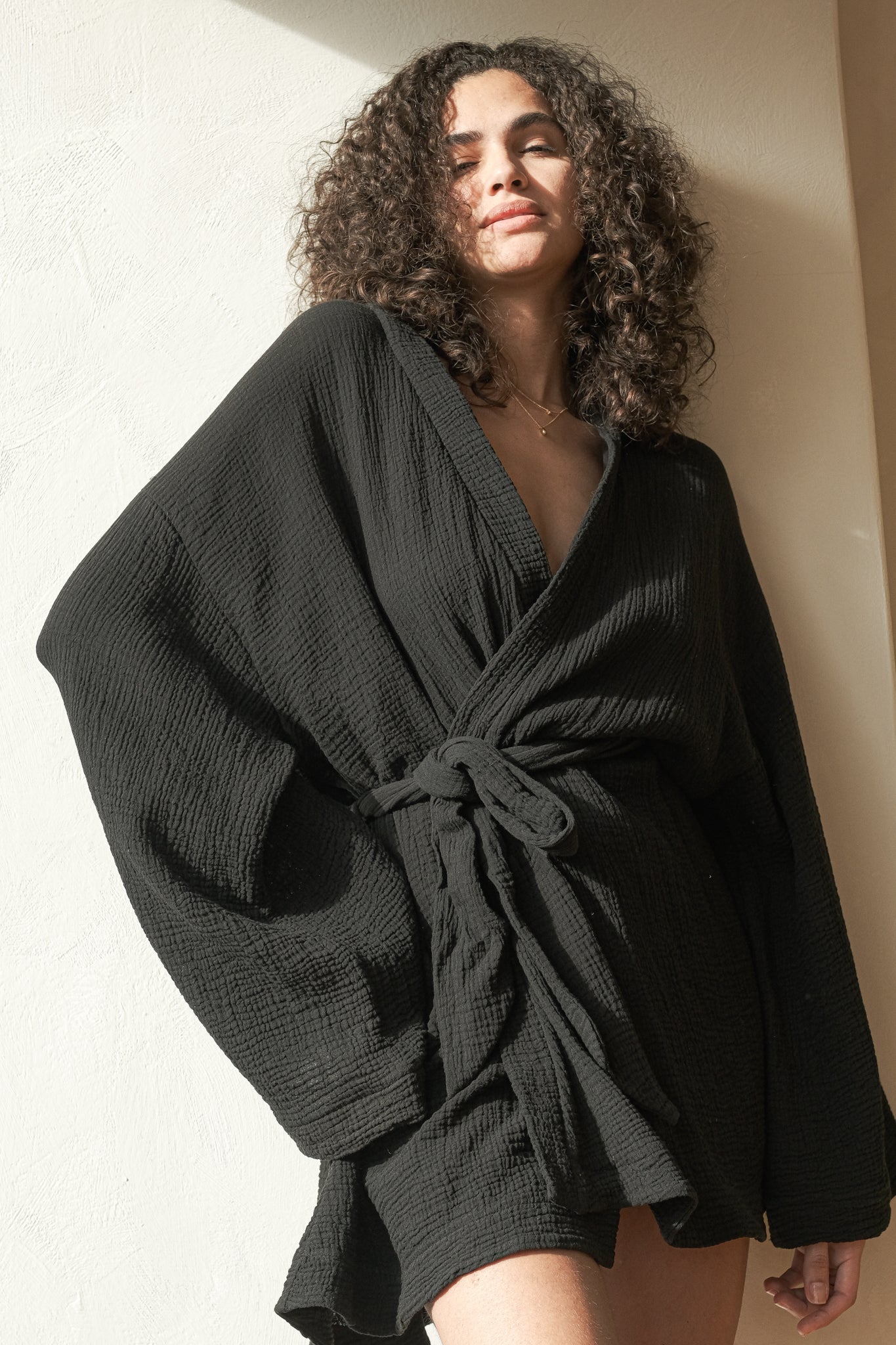 Luna Kimono Wrap Dress - Black