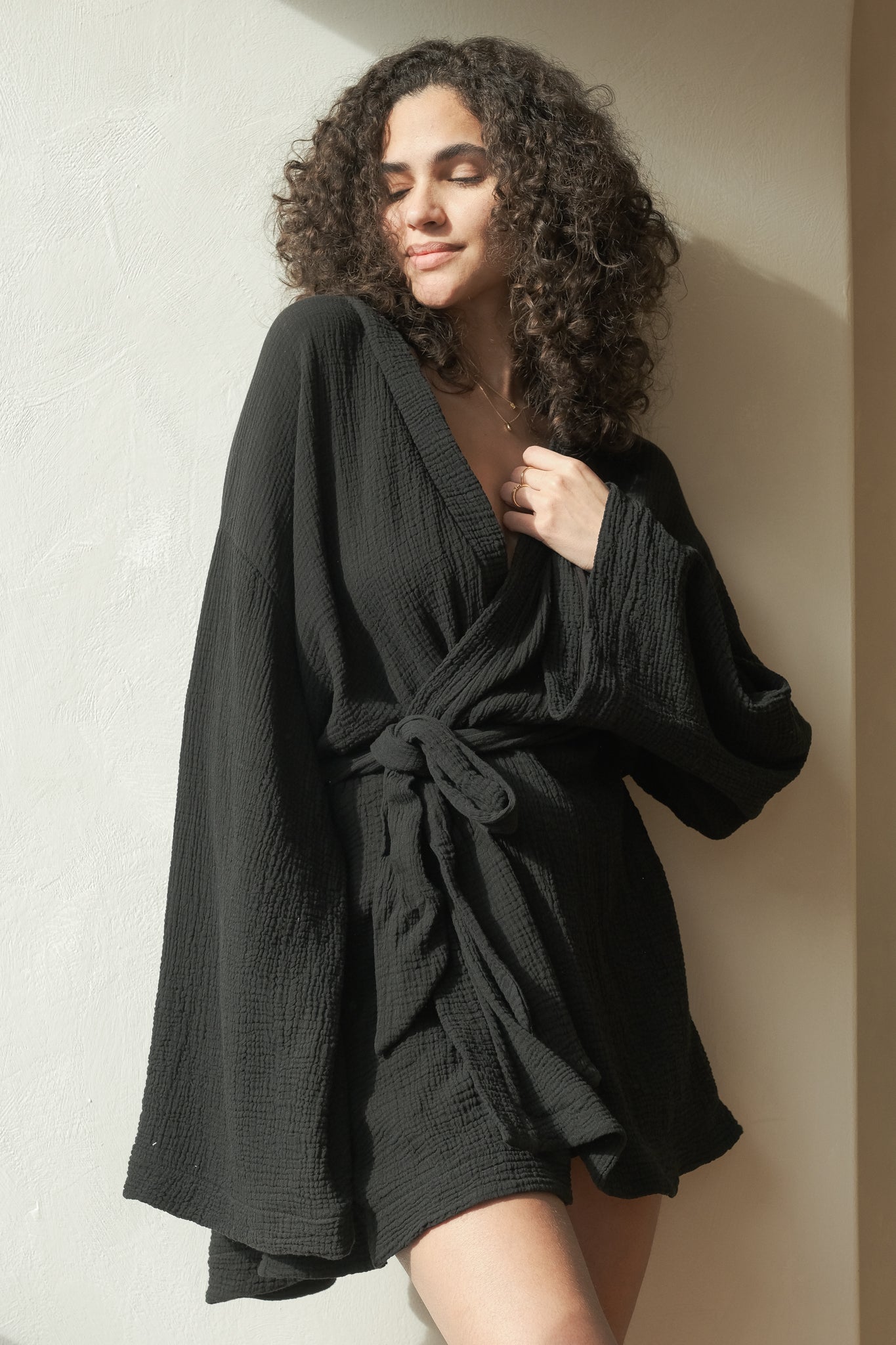 Luna Kimono Wrap Dress - Black