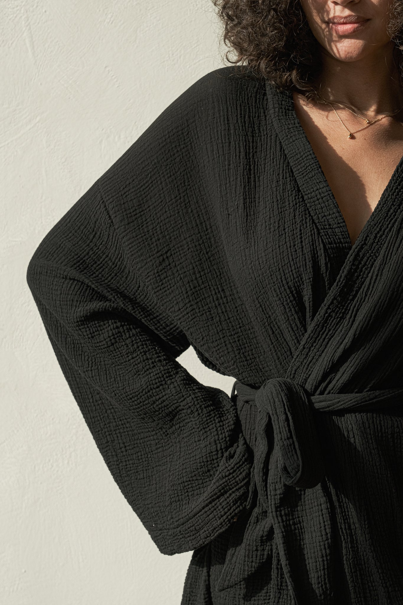 Luna Kimono Wrap Dress - Black