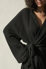 Luna Kimono Wrap Dress - Black