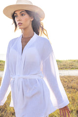 Luna Kimono Wrap Dress - White