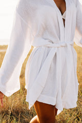 Luna Kimono Wrap Dress - White