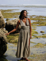 Muse Braided Straps Dress - Khaki Green