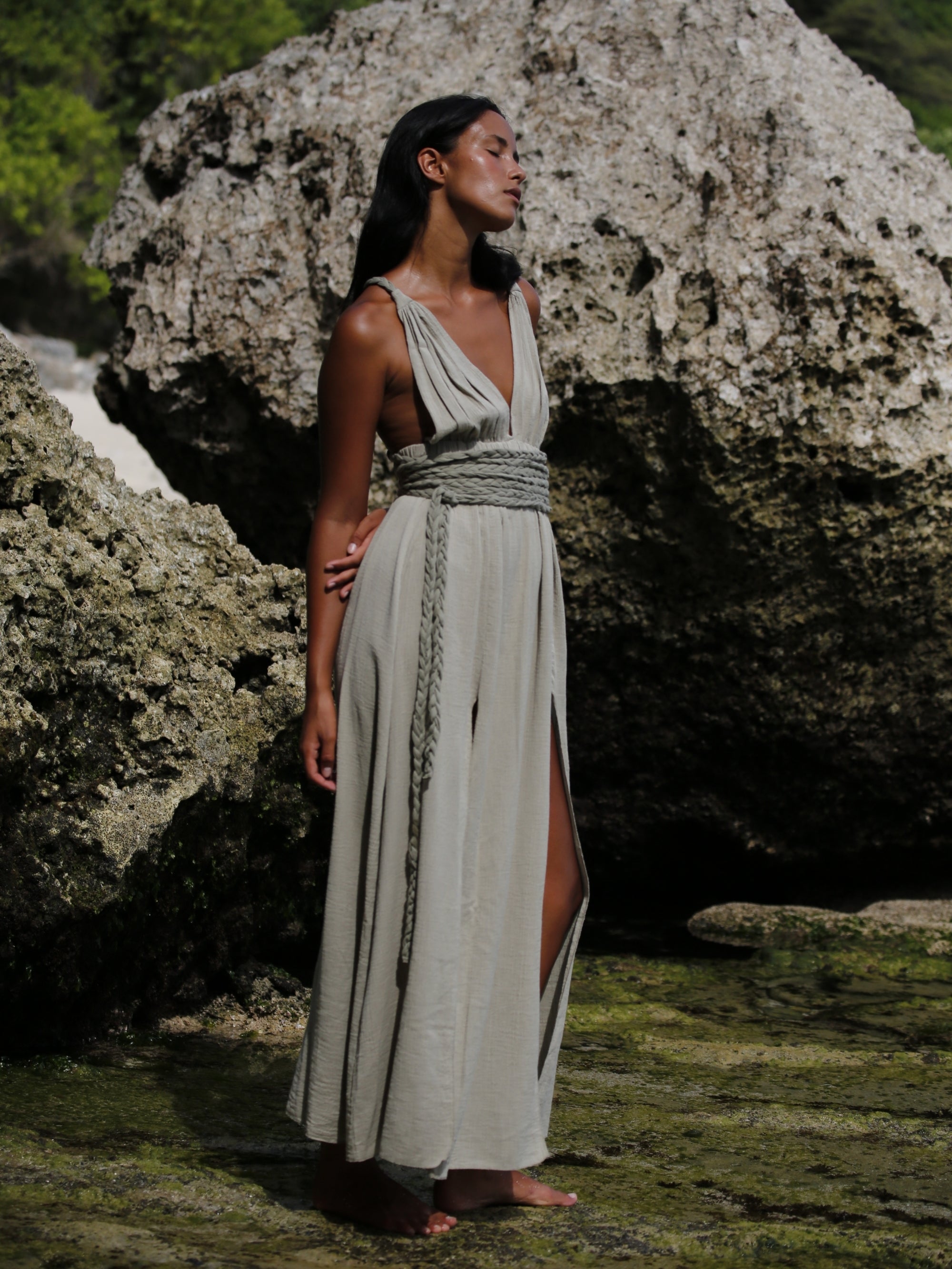 Muse Braided Straps Dress - Khaki Green
