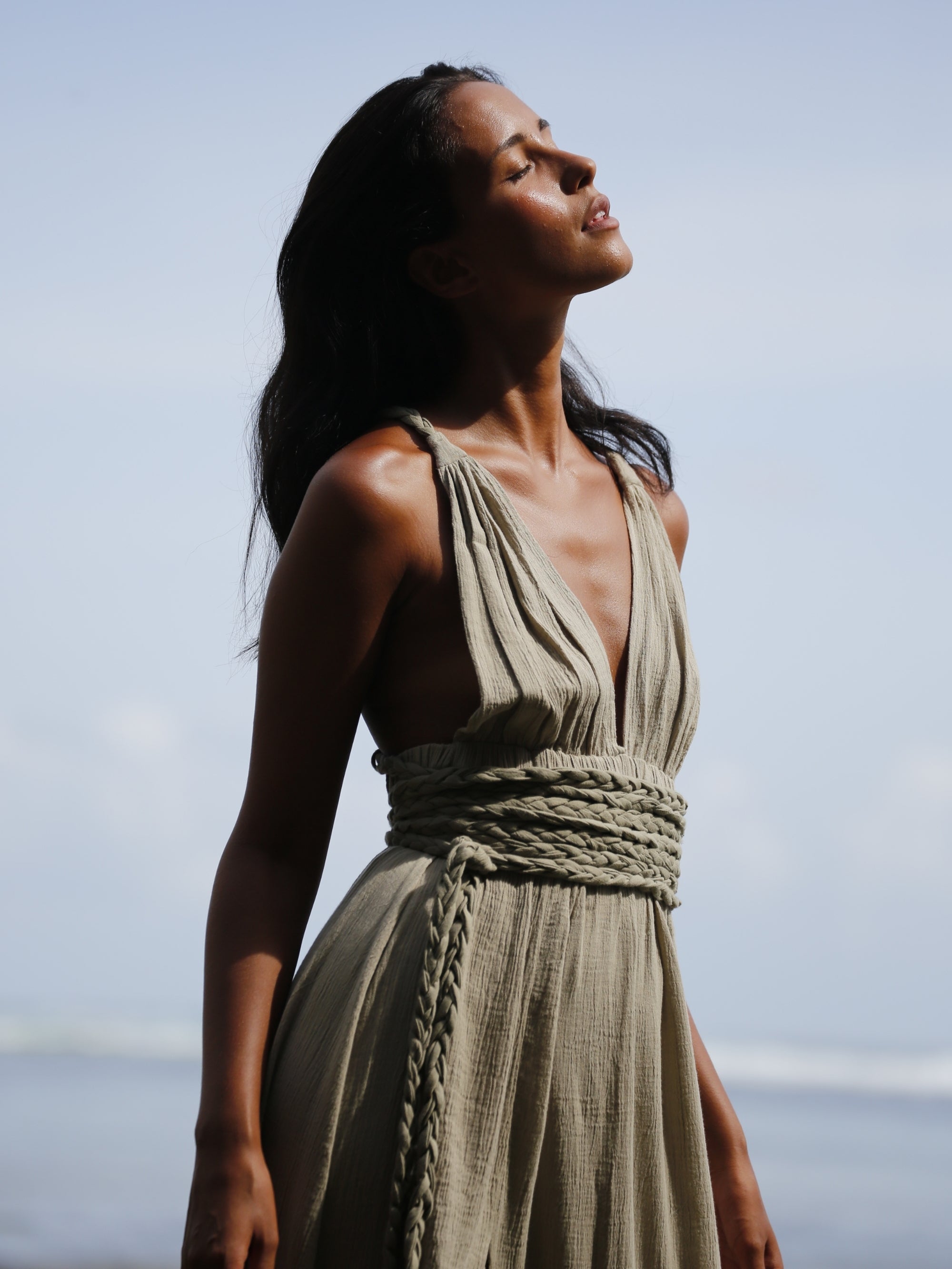 Muse Braided Straps Dress - Khaki Green