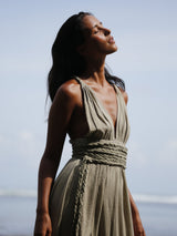 Muse Braided Straps Dress - Khaki Green