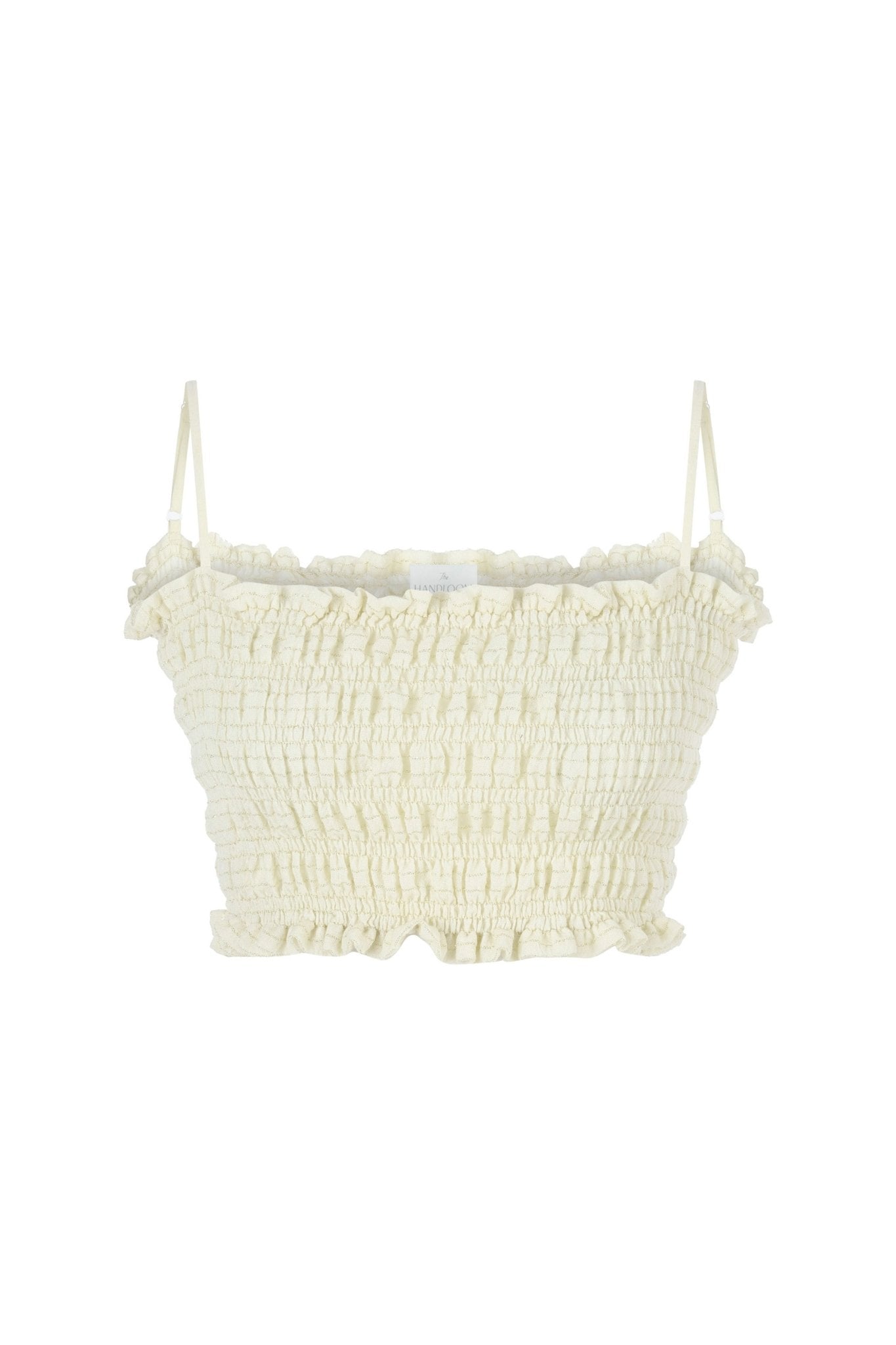 Aria Top Natural With Gold Stripes - The Handloom