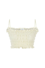 Aria Top Natural With Gold Stripes - The Handloom