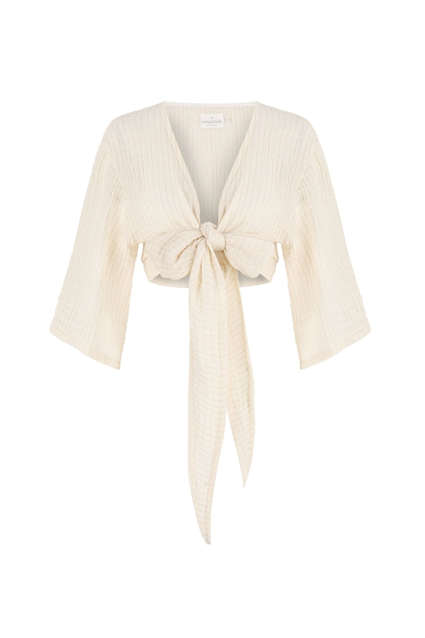 Bali Wrap Top Natural With Gold Stripes - The Handloom