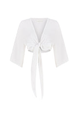 Bali Wrap Top White - The Handloom