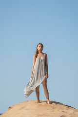 Breeze Beach Dress Black Stripes - The Handloom