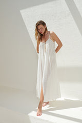 Breeze Beach Dress White Stripes - The Handloom