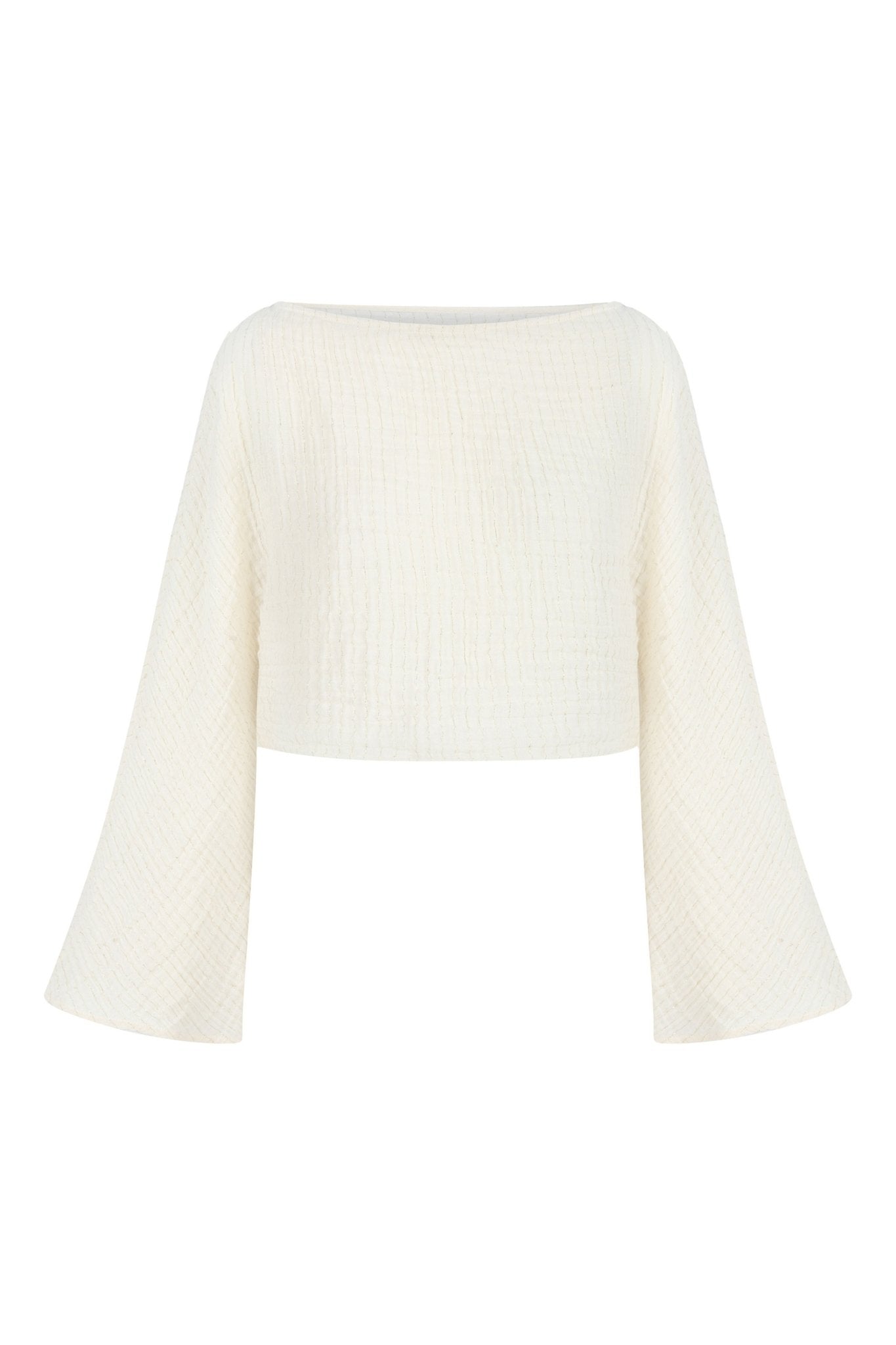 Echo Crop Top Natural With Gold Stripes - The Handloom