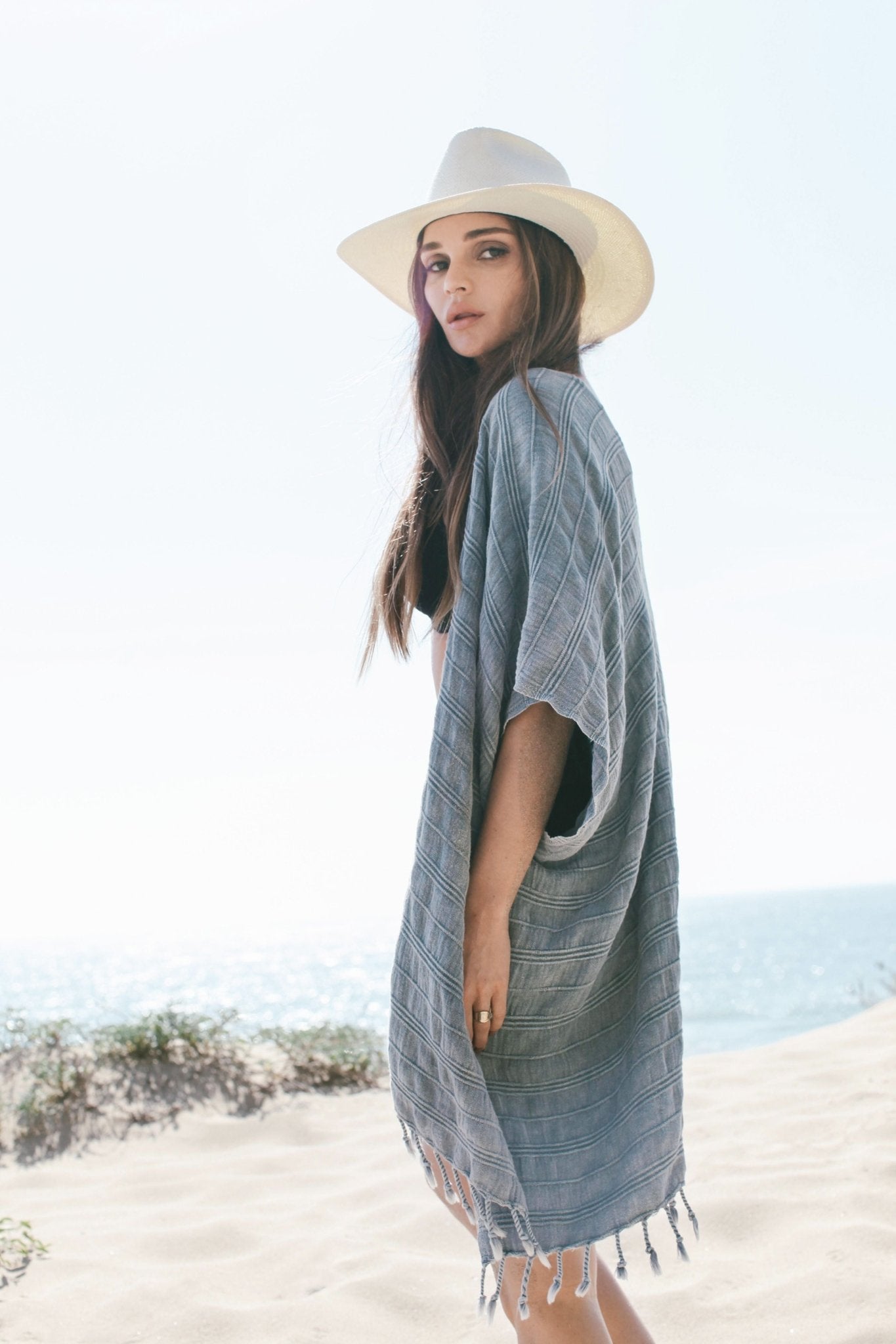 Gece V Back Kimono Stone - The Handloom