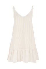 Liv Mini Ruffle Dress White Stripes - The Handloom