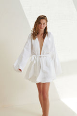 Luna Kimono Wrap Dress White - The Handloom