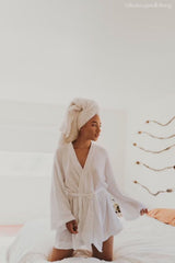 Luna Kimono Wrap Dress White - The Handloom
