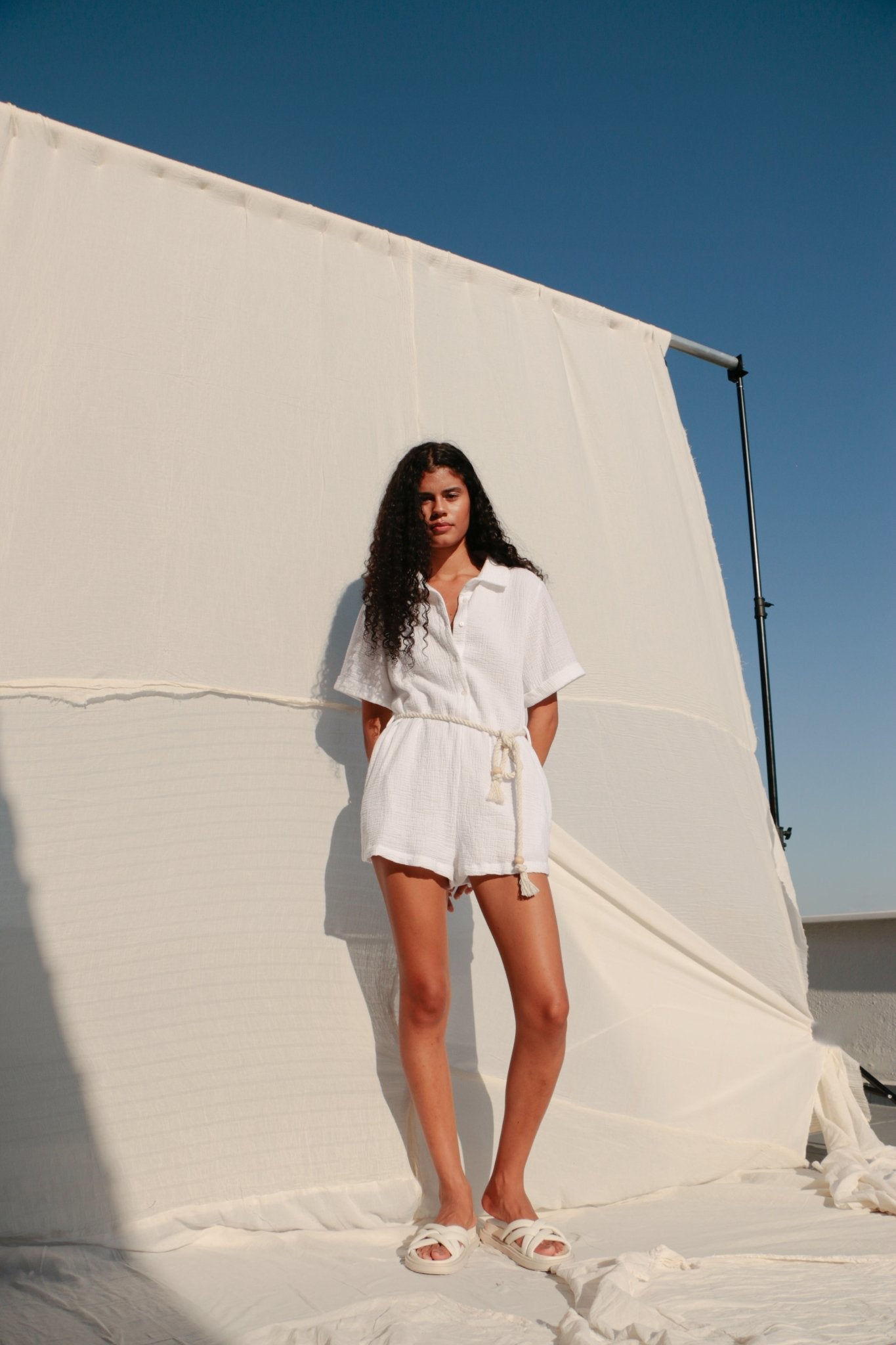 Mia Romper White - The Handloom