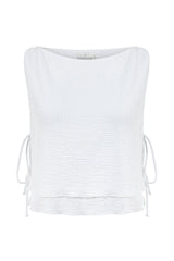 Mia Side Ties Top White - The Handloom