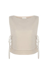 Mia Side Ties Top White - The Handloom