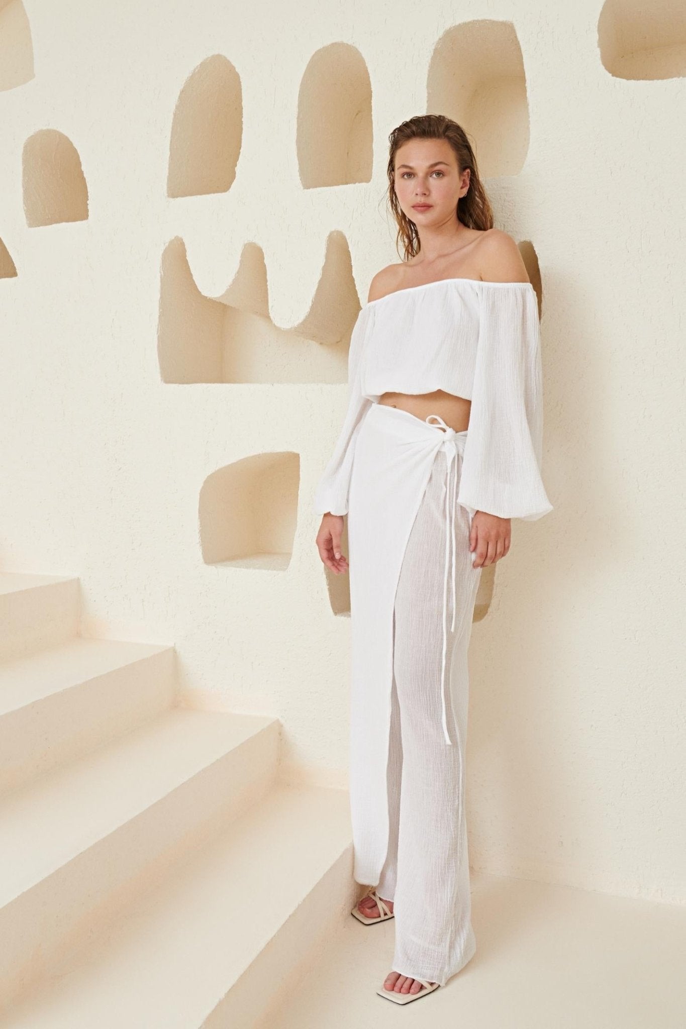 Nala Beach Pants White - The Handloom