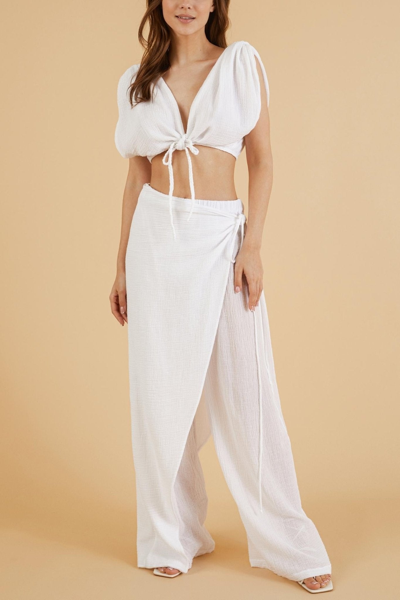Nala Beach Pants White - The Handloom
