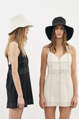 Playa Contrast Stitch Bucket Hat Black - The Handloom