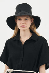 Playa Contrast Stitch Bucket Hat Black - The Handloom