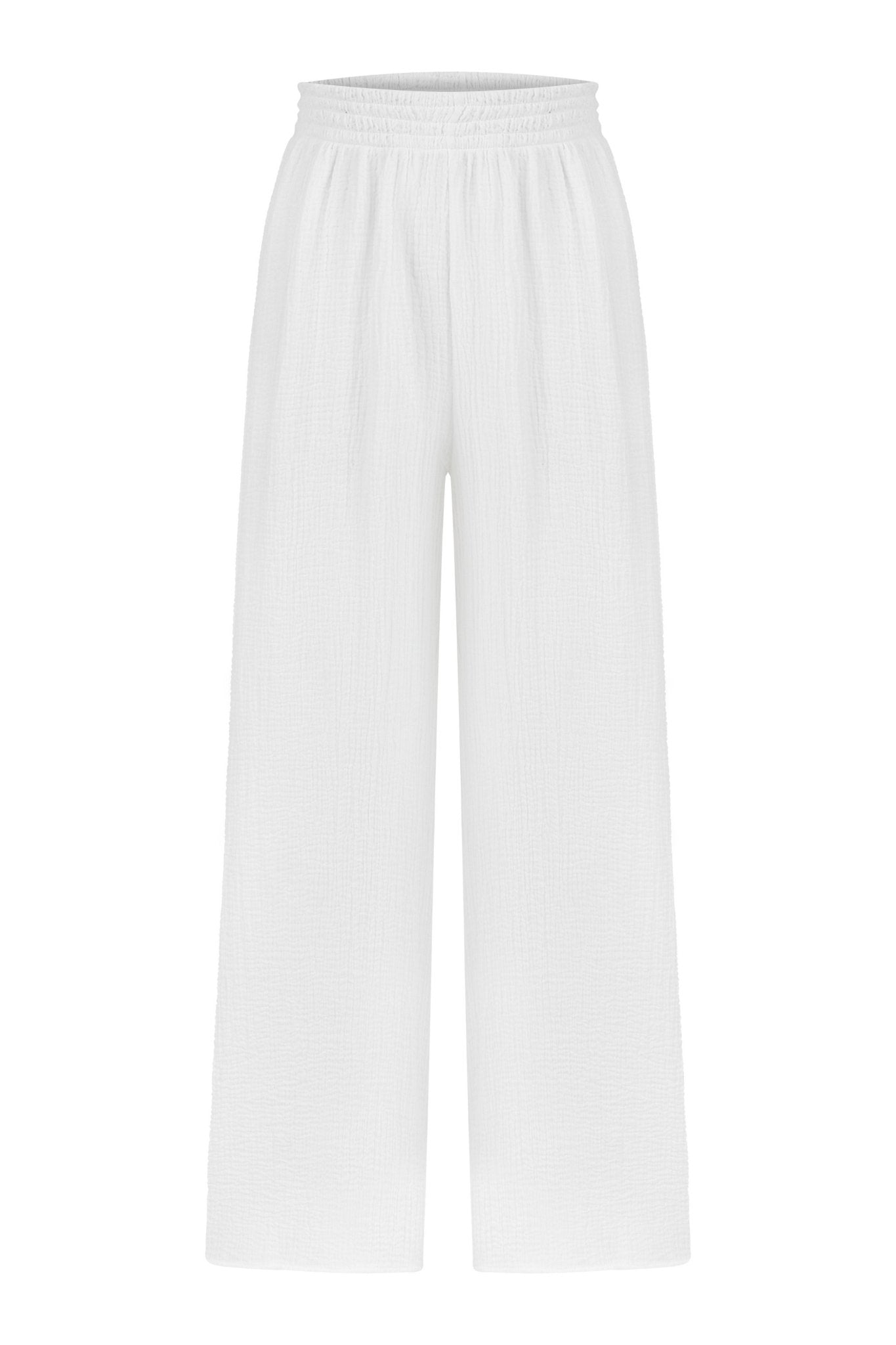 Skye Palazzo Pants White - The Handloom